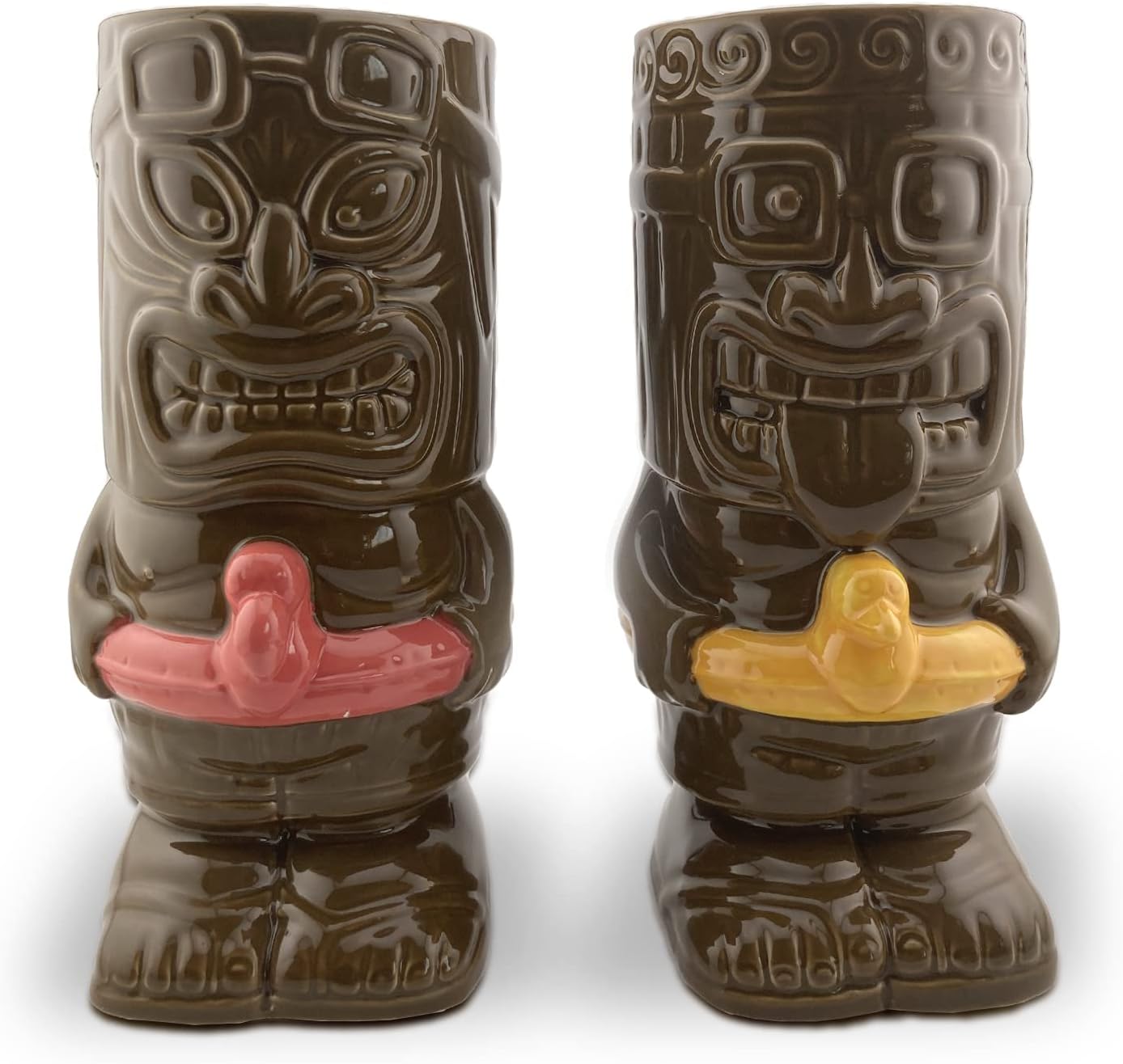Tiki – Juego de tazas de cerámica para fiesta en la piscina, juego de 2 tazas coleccionables de Tiki Funky – Tazas de café, vasos tropicales para la