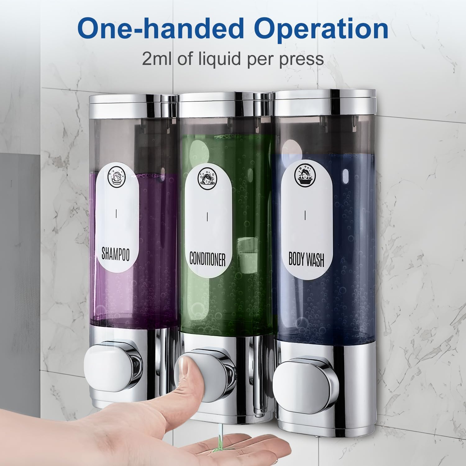 Dispensador de champú y acondicionador, dispensador de champú Lanrritoire para ducha sin taladro montado en la pared, dispensador de champú y gel de