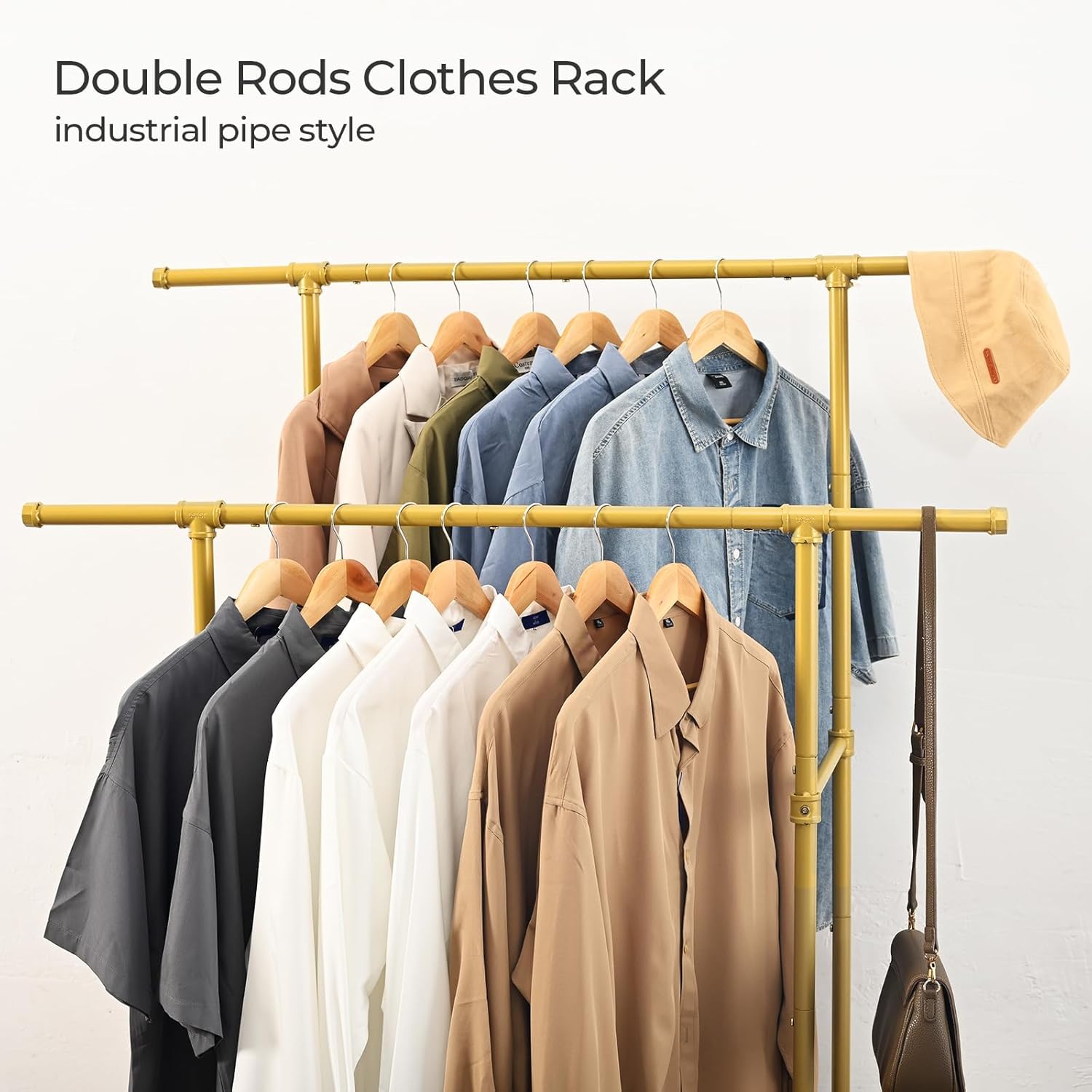 Perchero de ropa resistente, perchero con ruedas, organizador de ropa con ruedas, doble varilla, máximo 400 libras, para venta de armario,