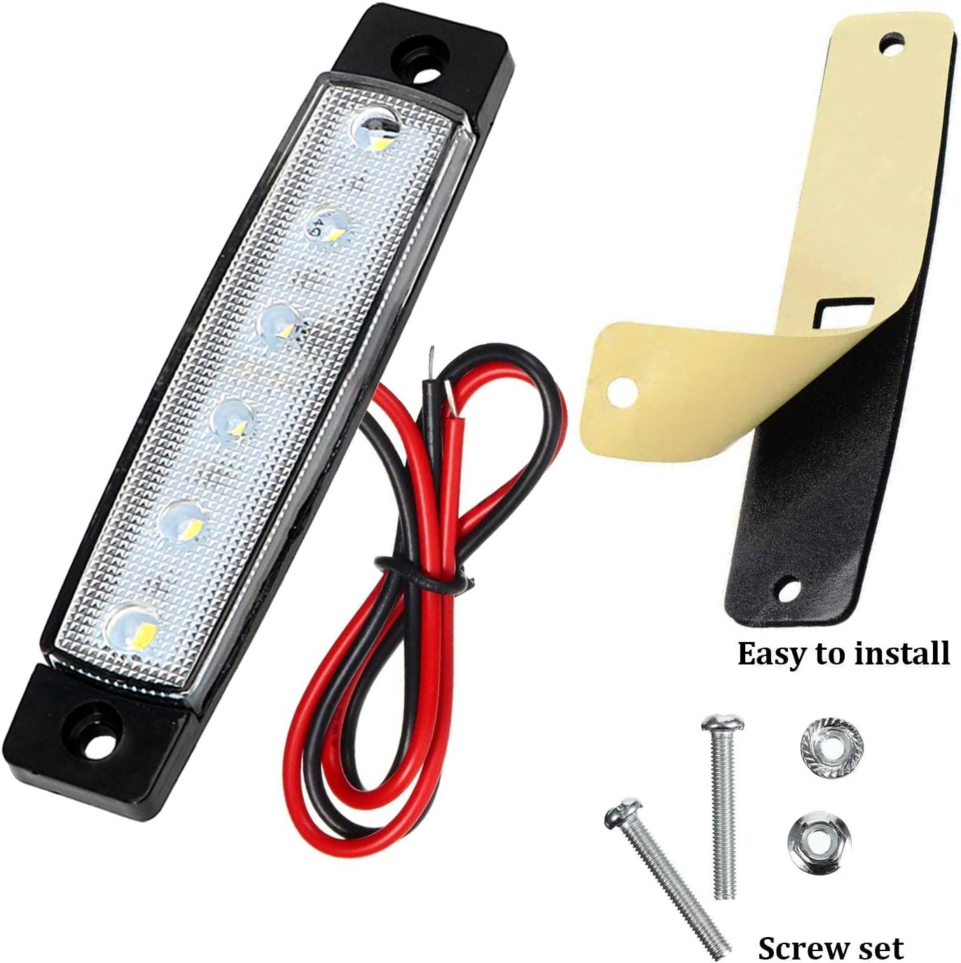 KEING Paquete de 30 indicadores LED sellados de 3.8 pulgadas, impermeables, ámbarrojoblanco, 6 indicadores de marcador, lámparas de liquidación de