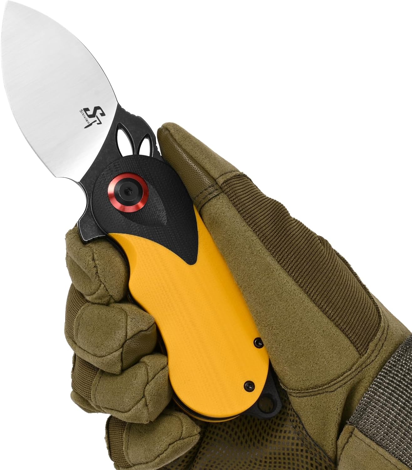Sitivien ST159 – Cuchillo plegable, hoja de acero K110 con mango G10, cuchillo de herramienta EDC de la serie del zodiaco chino para acampar al aire