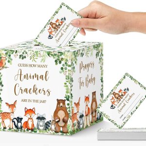Woodland Guess How Many Animal Crackers – Juego de adivinanzas, caja de juego de adivinanzas para baby shower de bosque y oraciones para tarjetas de Woodland Guess How Many Animal Crackers – Juego de adivinanzas, caja de juego de adivinanzas para baby shower de bosque y oraciones para tarjetas de