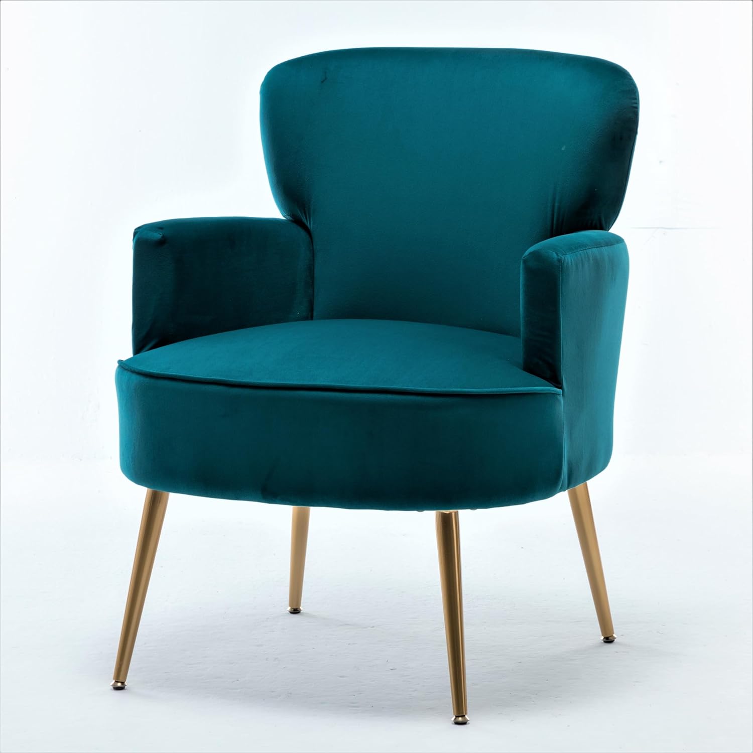 Silla decorativa de terciopelo con patas de metal dorado, sillón tapizado para espacios pequeños a medianos, sala de estar moderna, dormitorio,