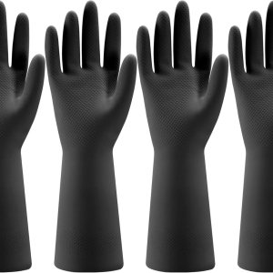 Bamllum 4 pares de guantes de goma para lavar platos de cocina, guantes de limpieza reutilizables para el hogar para lavar platos y tareas de Bamllum 4 pares de guantes de goma para lavar platos de cocina, guantes de limpieza reutilizables para el hogar para lavar platos y tareas de