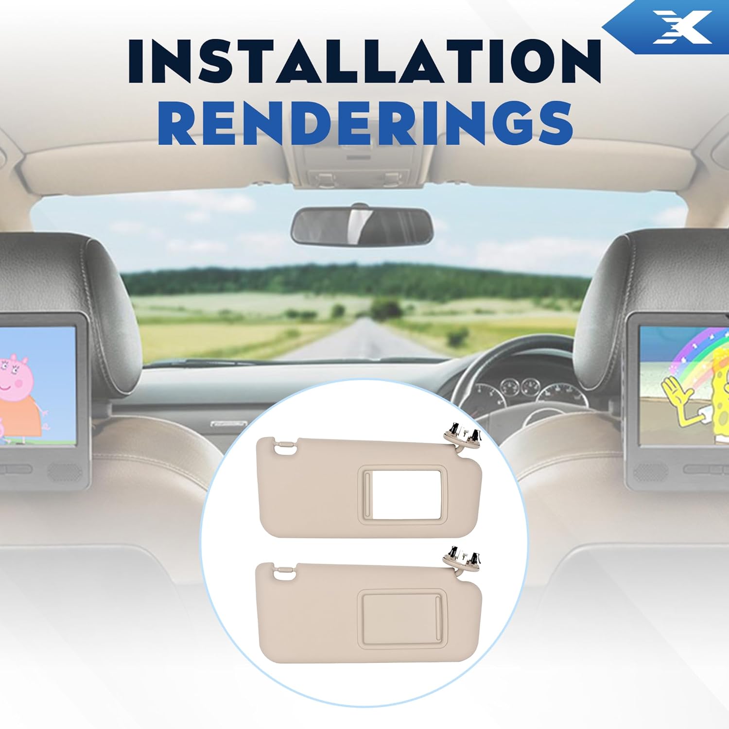 Parasol para el lado del pasajero para Toyota RAV4 2006-2013, color beige con espejo y luz de tocador, repuesto # 74310-42452-B2,74310-42452-A1