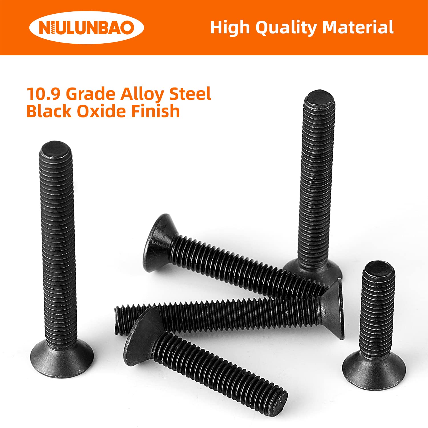 Tornillos avellanados de cabeza plana M5 x 0.787 in, 0.984 in, 1.181 in, 1.378 in, 1.575 in, tornillos avellanados, acero de aleación de grado 10.9,