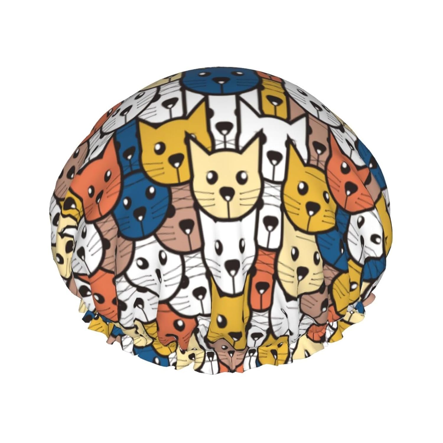 Cat Face Shower Cap Reusable Waterproof,Shower Caps For Women With Double Hair Caps,Bathing Cap Hair Cap For Shower