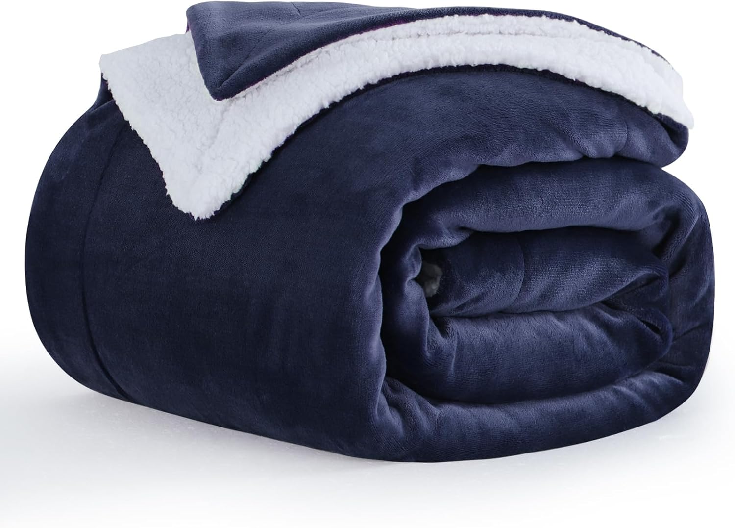 Aisbo Manta cálida tamaño individual  Manta reversible de franela sherpa extra gruesa, color azul marino para cama de tamaño individual, manta de