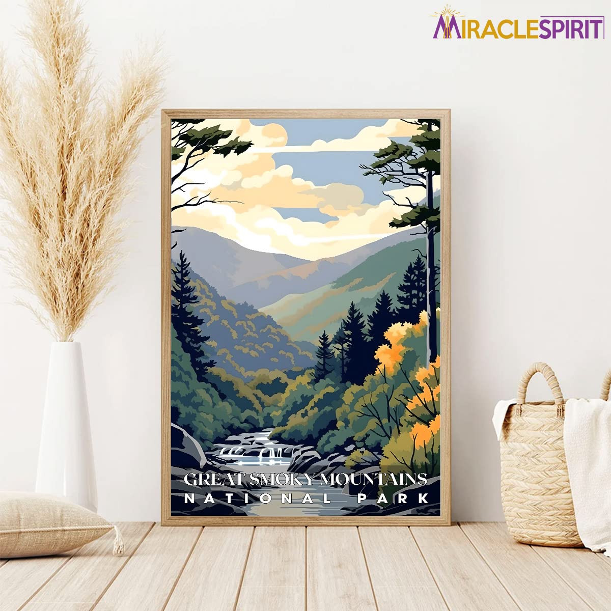 Great Smoky Mountains National Park, National Parks Wall Poster, Great Smoky Mountains, Abstract Nature Landscape Forest Wall Art Pictures for