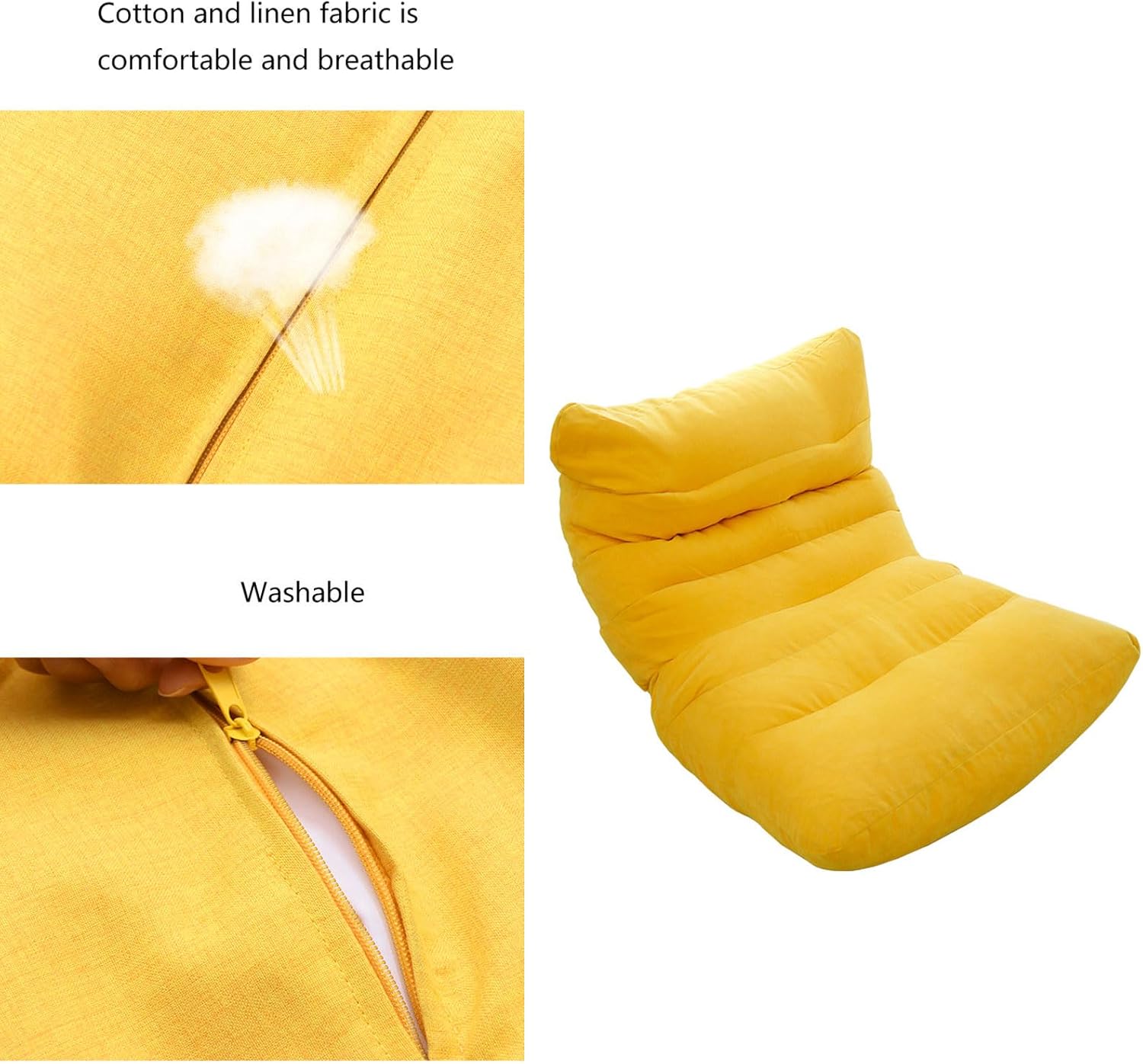 Funda para silla puff (sin relleno), funda para sofá perezoso sin relleno, tela de lino, puf, puff para sofá, tatami, lavable, ultra suave, gris