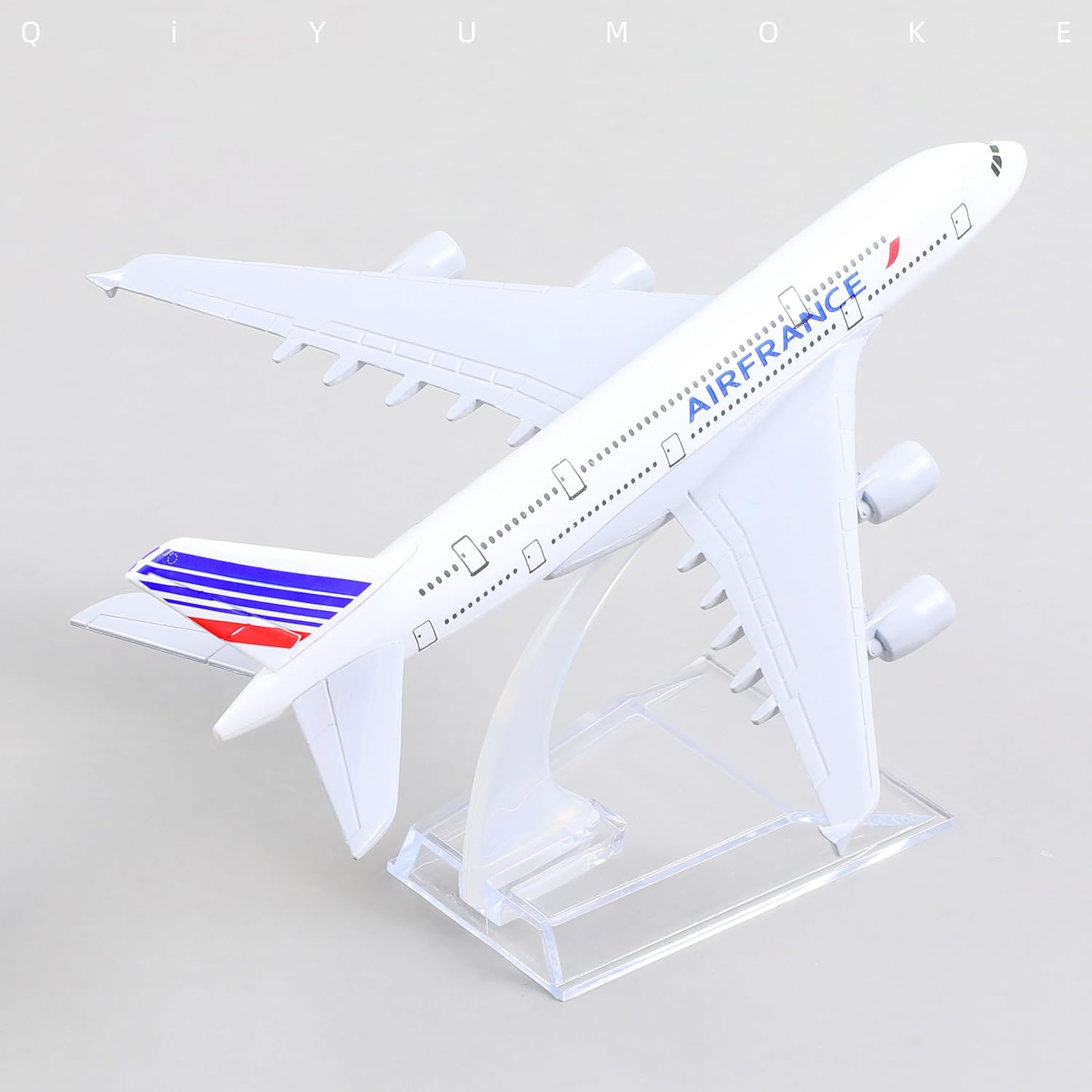 QIYUMOKE Airbus A380 France 1400 Modelo de avión de metal fundido a presión con soporte Sky Jumbo Airliner Modelo Avión Pantalla de aleación Kit de