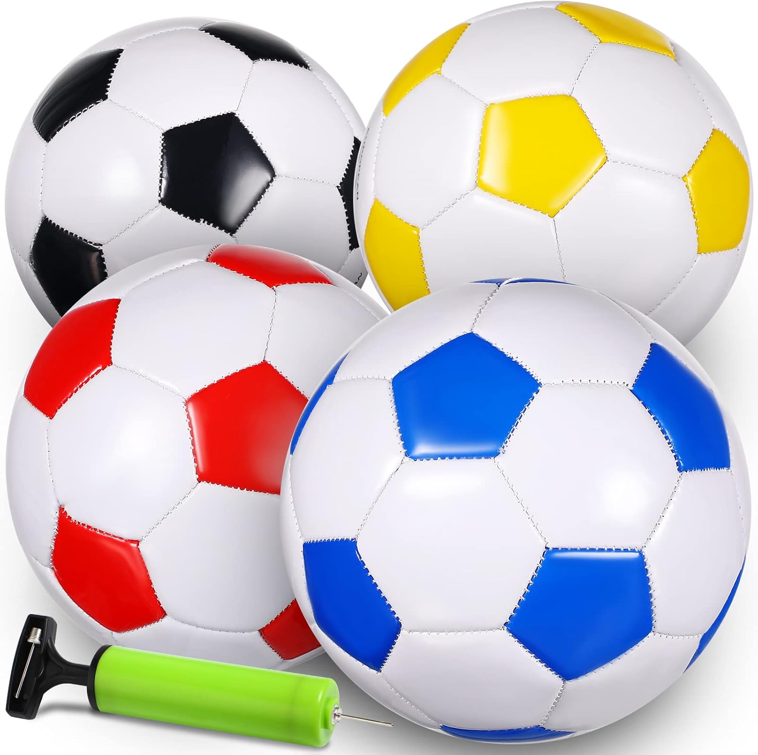 4 pelotas de fútbol con inflador, tamaño oficial, para deportes en interiores y exteriores, para niños y adultos, jugadores, entrenamiento, regalo