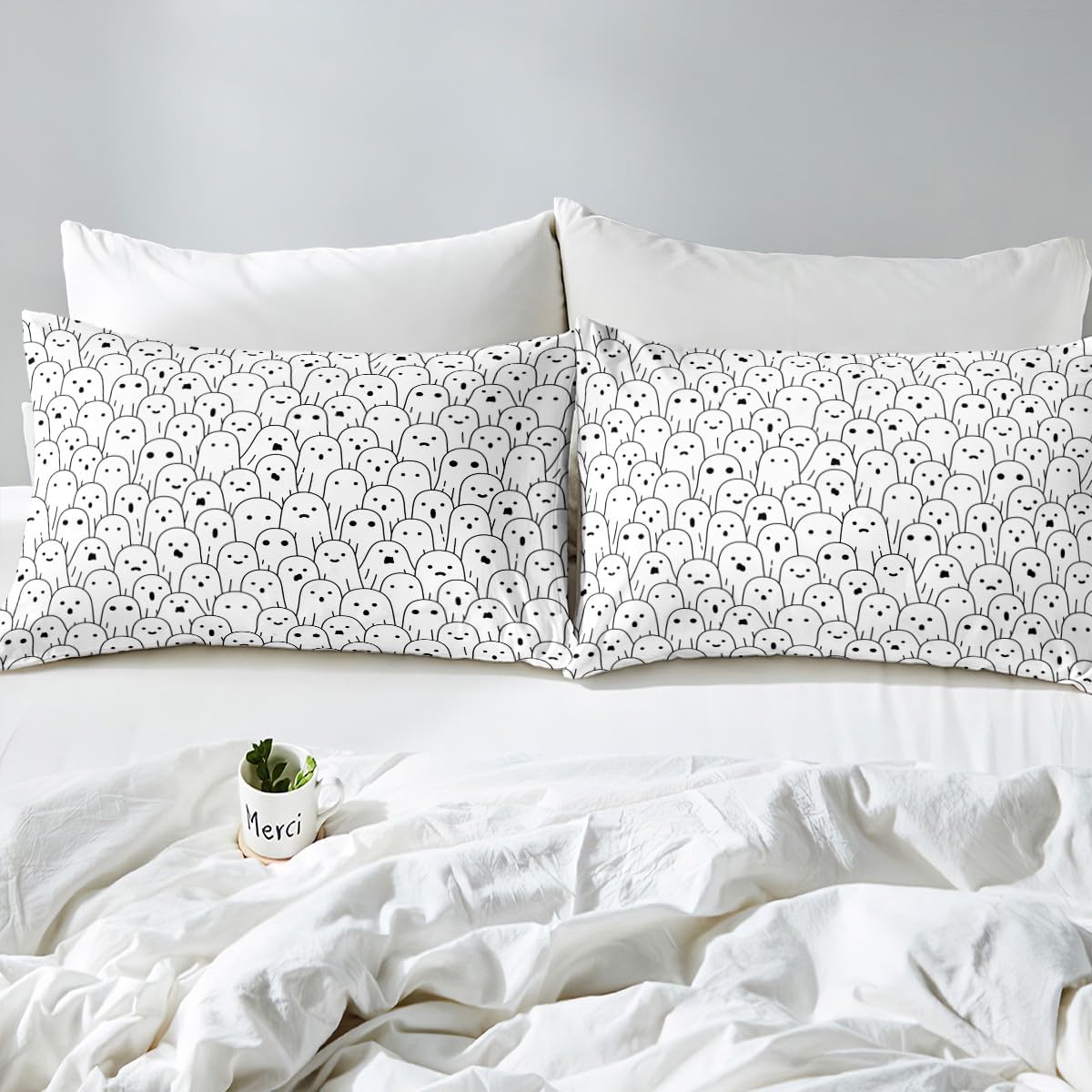 Erosebridal Sábana bajera ajustable de fantasma, sábanas de Halloween para niños, lindas sábanas espeluznantes del mal del diablo, juego de cama