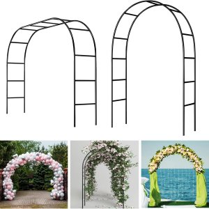 Pérgola de metal de 7.9 pies de alto x 4.6 pies de ancho, se monta libremente 3 tamaños, para varias plantas trepadoras, bodas, jardín, arco, Pérgola de metal de 7.9 pies de alto x 4.6 pies de ancho, se monta libremente 3 tamaños, para varias plantas trepadoras, bodas, jardín, arco,