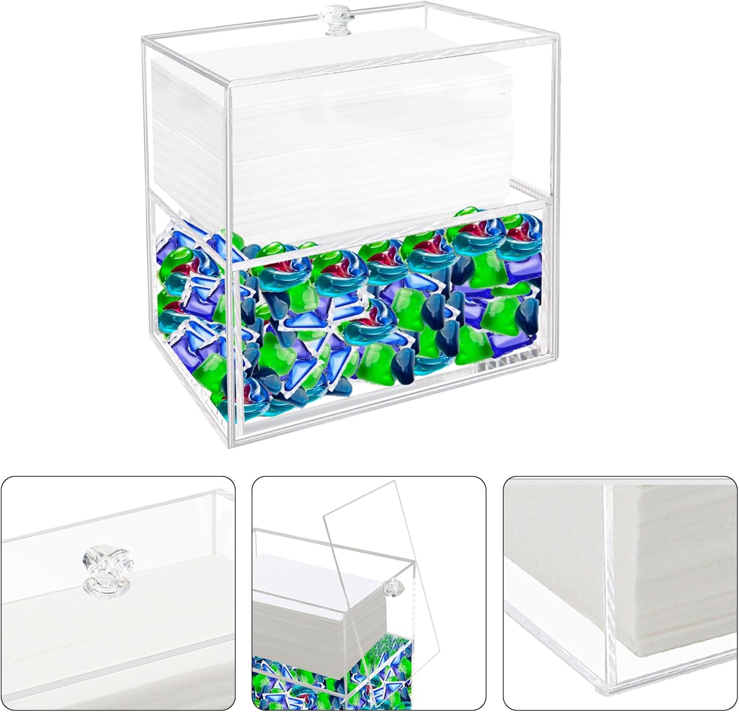 Weiai Soporte para hojas de secadora, contenedor de caja de hojas de secadora para almacenamiento de dispensador de lavandería