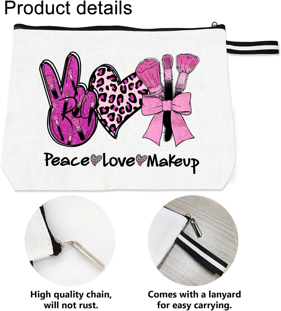 WLWLGLUCK Bolsa de maquillaje inspirada para mujer, bonita bolsa de cosméticos para amigos y familia, bolsa de aseo de viaje, bolsa de cosméticos