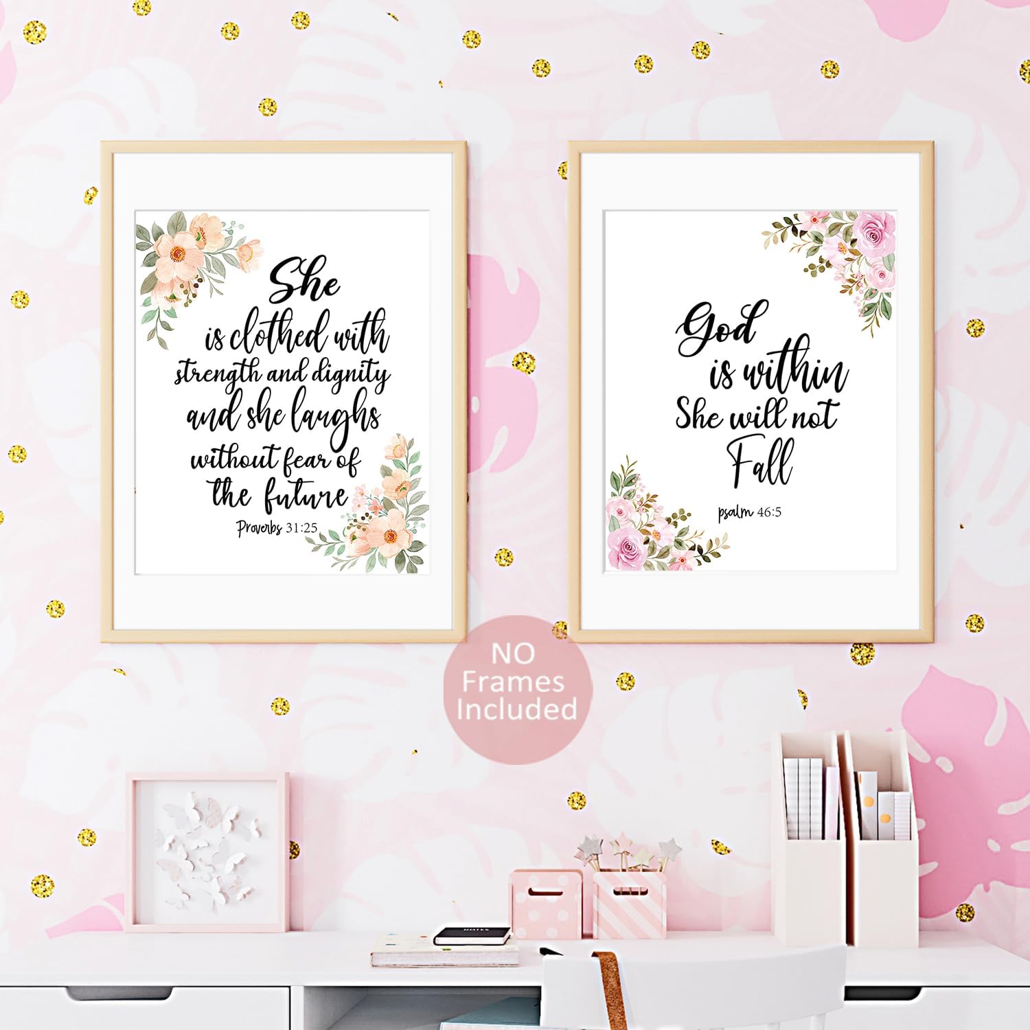 Pósteres de arte de pared con versículo bíblico de flores, decoración de pared cristiana, decoración de pared de las Escrituras, la Biblia para
