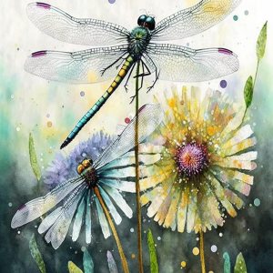 STOJAN Kit de pintura de diamante de libélula en diente de león, pintura de diamante para principiantes, pintura digital de diamante redondo 5D, STOJAN Kit de pintura de diamante de libélula en diente de león, pintura de diamante para principiantes, pintura digital de diamante redondo 5D,