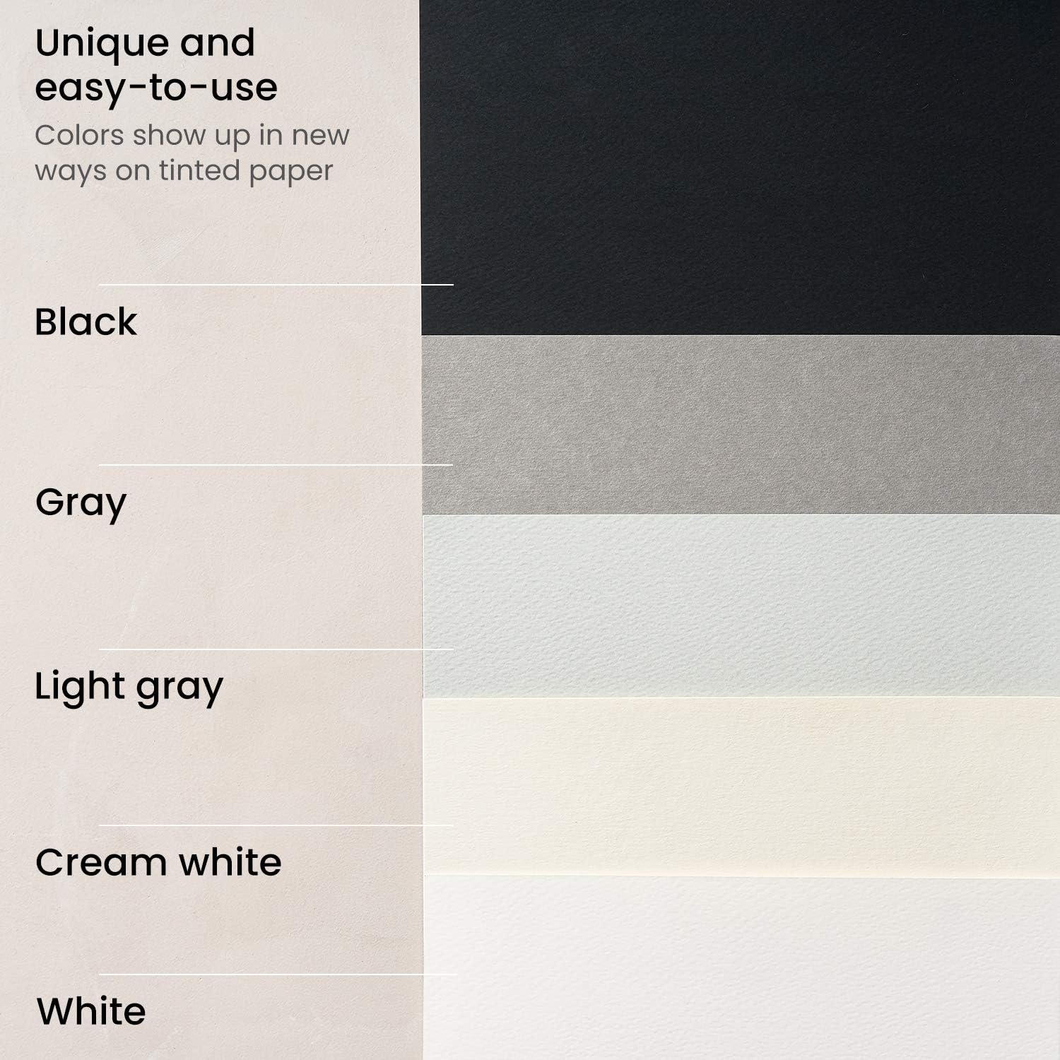 Arteza Cuaderno de bocetos de medios mixtos, 9 x 12 pulgadas, 25 hojas, papel de dibujo tonificado blanco, crema, gris claro, gris y negro, 122