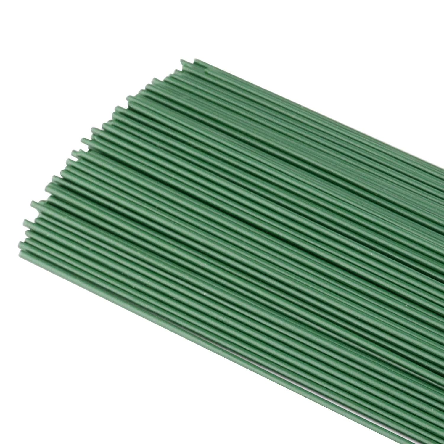 300 tallos florales de 16 pulgadas, tallos florales de calibre 2 para manualidades, corona de alambre y arreglos florales, verde oscuro