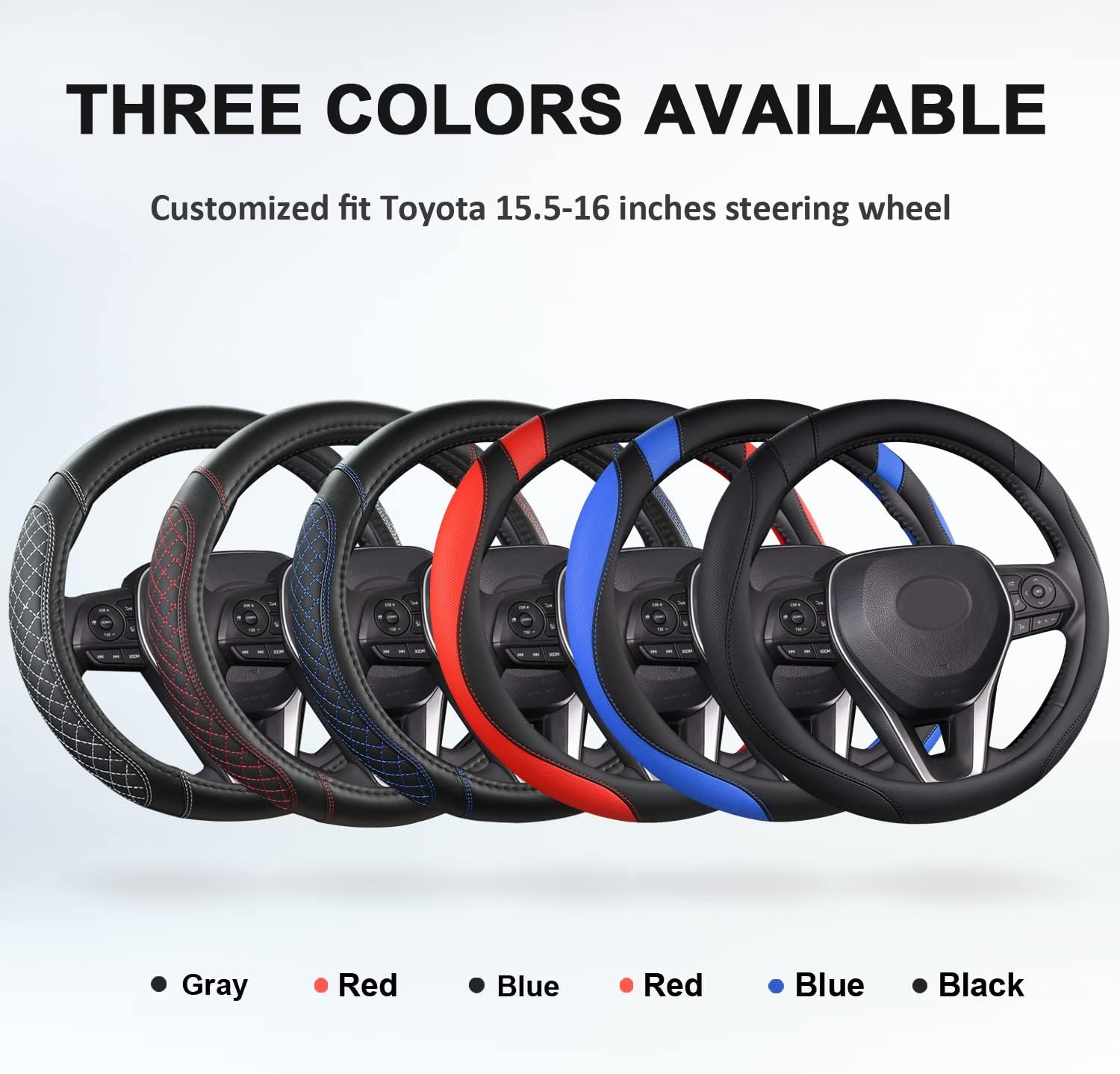 West Llama Funda personalizada para volante de automóvil para Toyota Tacoma, 4Runner, Tundra, Sequoia, 15.5-16 pulgadas (negro + azul, tamaño grande)