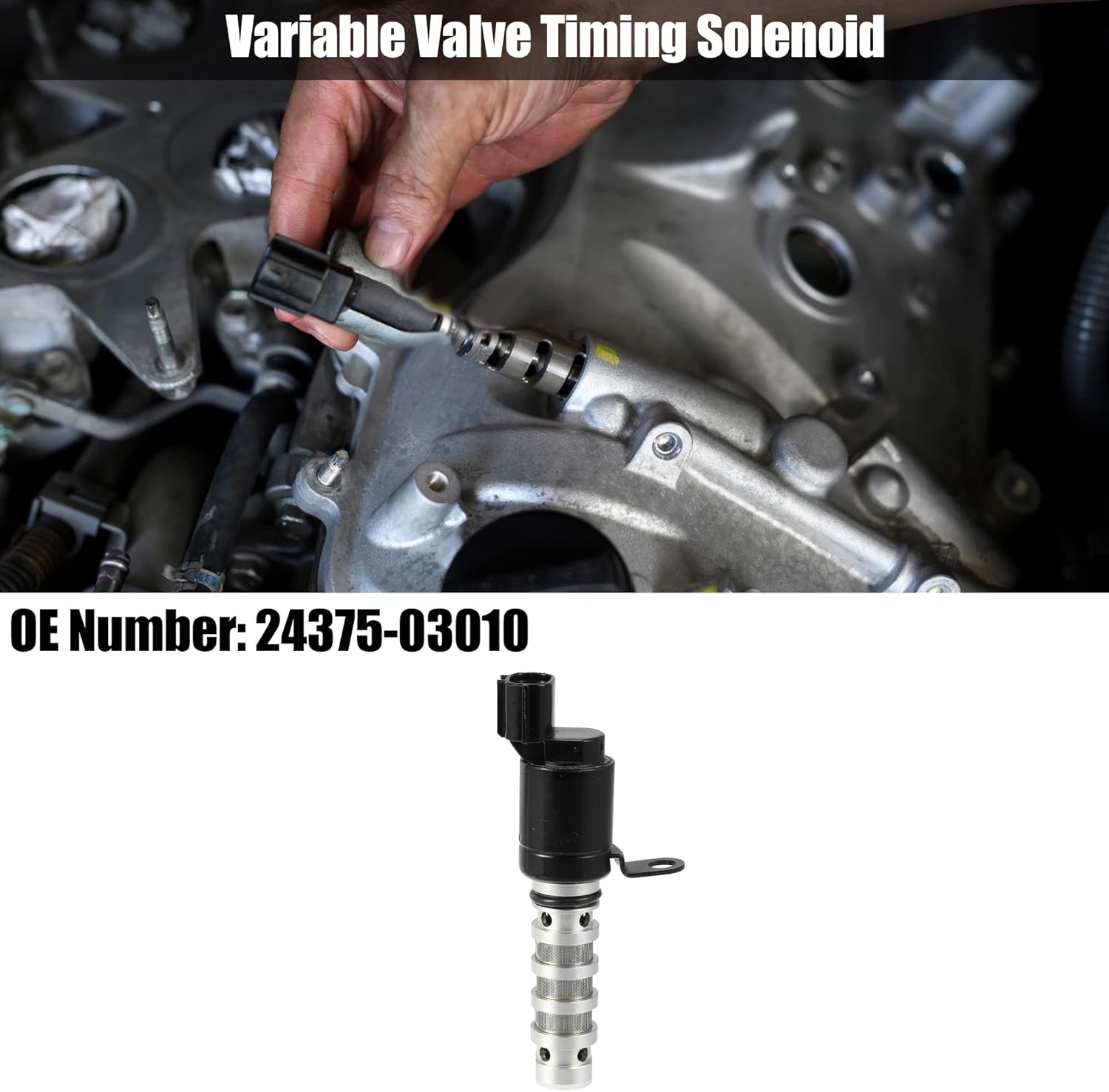X AUTOHAUX Electroválvula de control de aceite de sincronización variable del motor 24375-03010 para Hyundai I10 I20 1,0 1,2 2011-2018 para Kia
