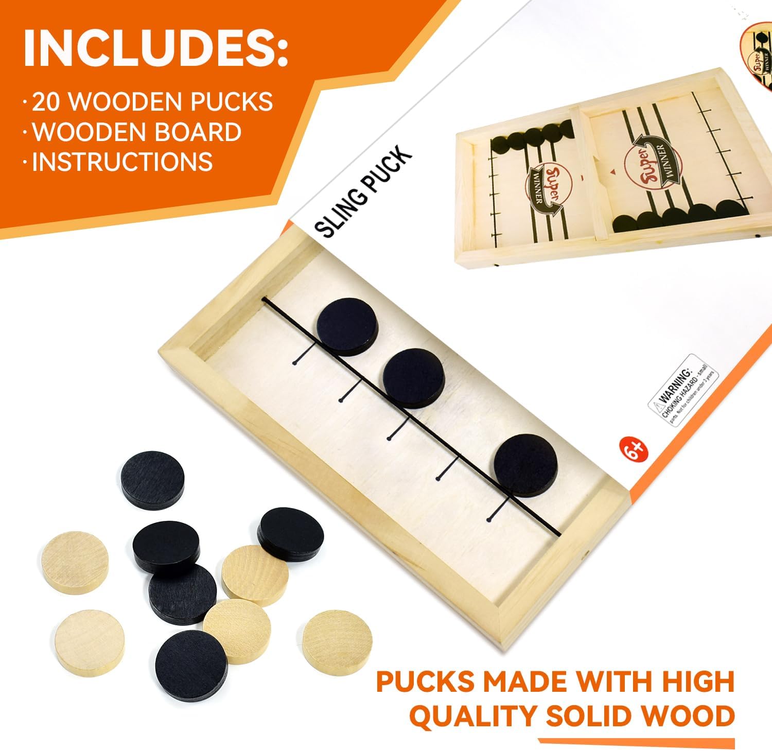 BAKAM Juego de disco de cabestrillo súper rápido, juego de hockey de mesa portátil para niños y adultos, juegos de tirachinas de mesa para niños y