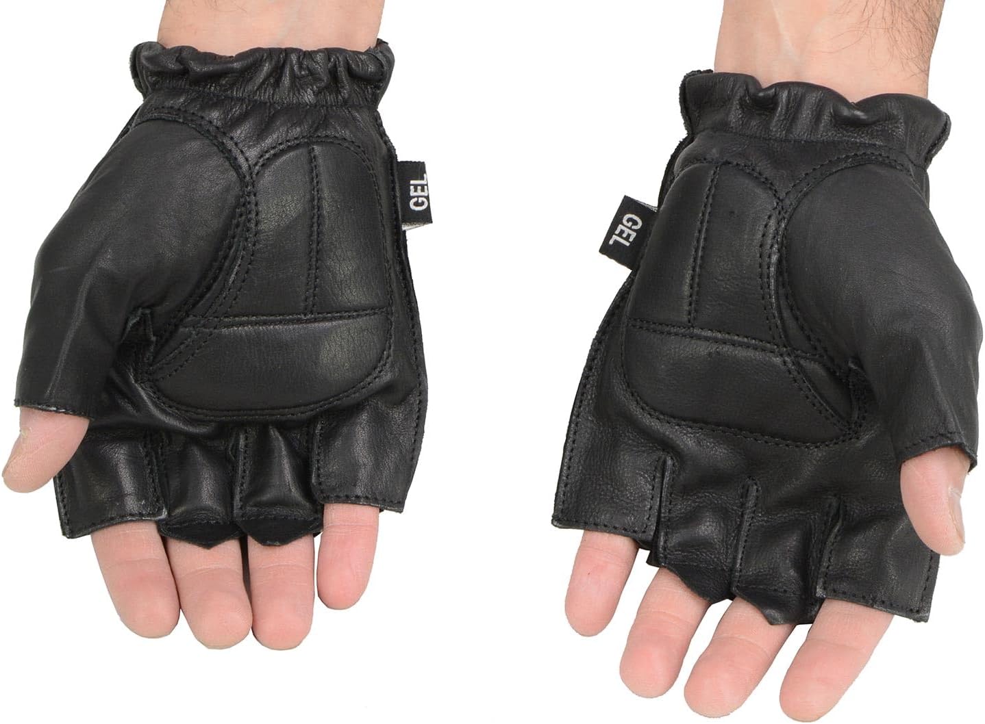 Milwaukee Leather SH442 – Guantes de mano de motocicleta para hombre, con acolchado de gel de piel, color negro