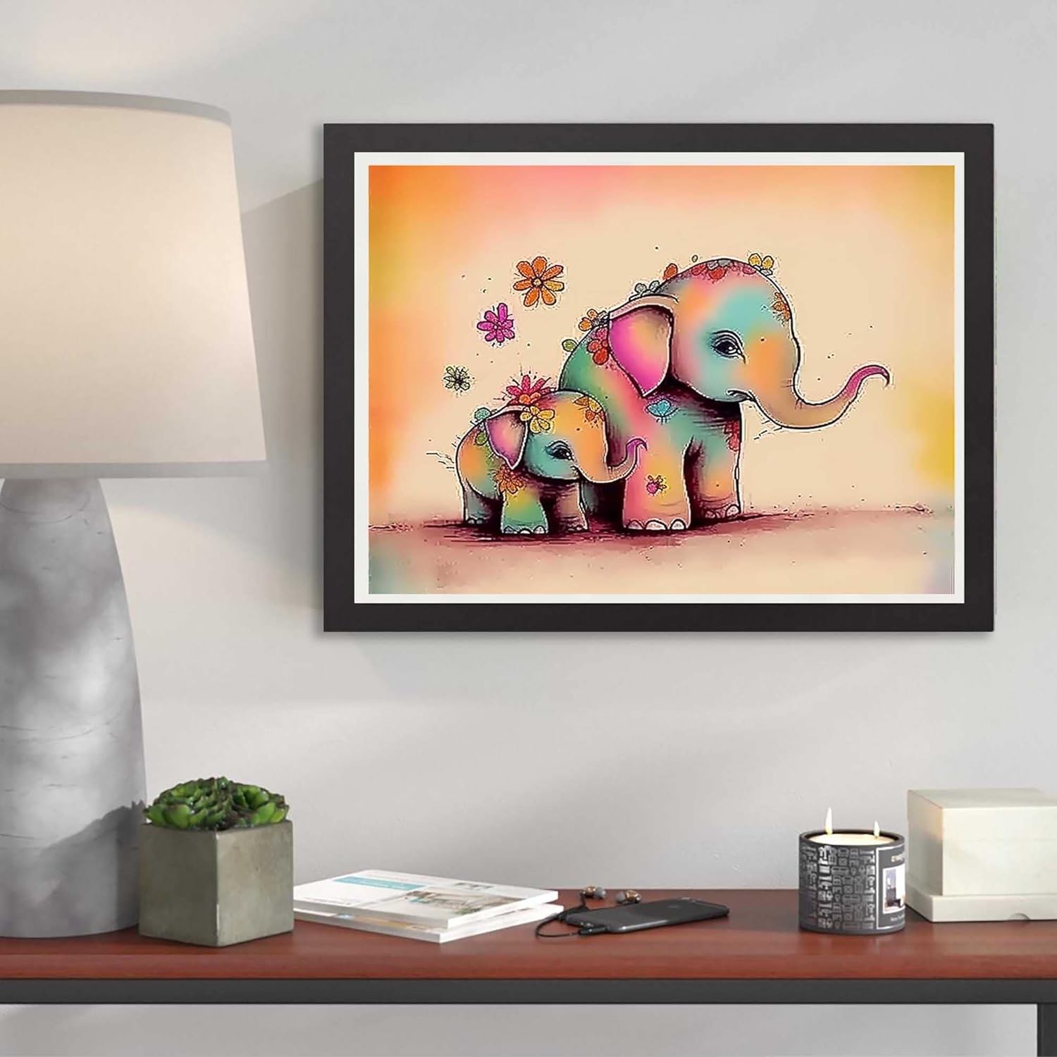 Kaliosy Kits de pintura de diamantes 5D para adultos, elefante, por números, pintura con diamantes, animales artísticos, taladro completo,