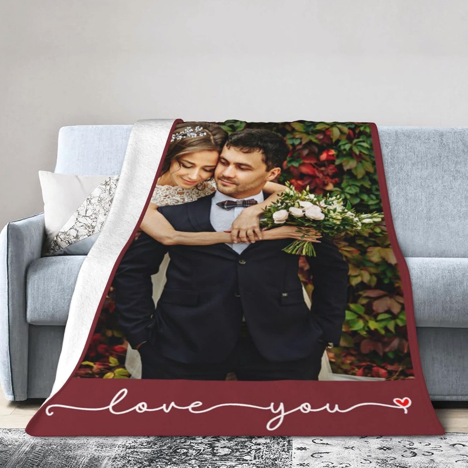 Macucop Manta personalizada con fotos, texto, manta de franela personalizada, regalos para cumpleaños, bodas, Navidad, Día del Padre, Día de la