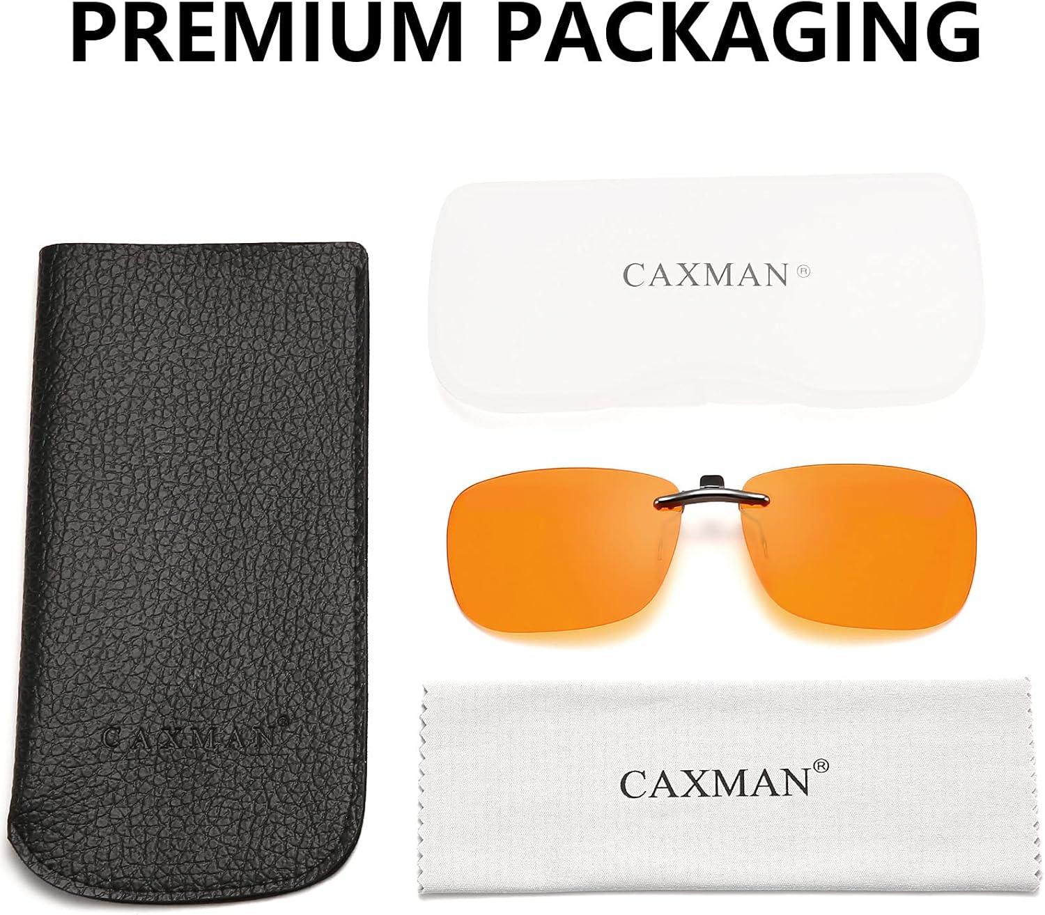 CAXMAN Gafas con clip de luz azul para hombres, mujeres, teléfono, TV, ordenador, videojuegos, gafas de dormir sobre marcos Rx o lectores