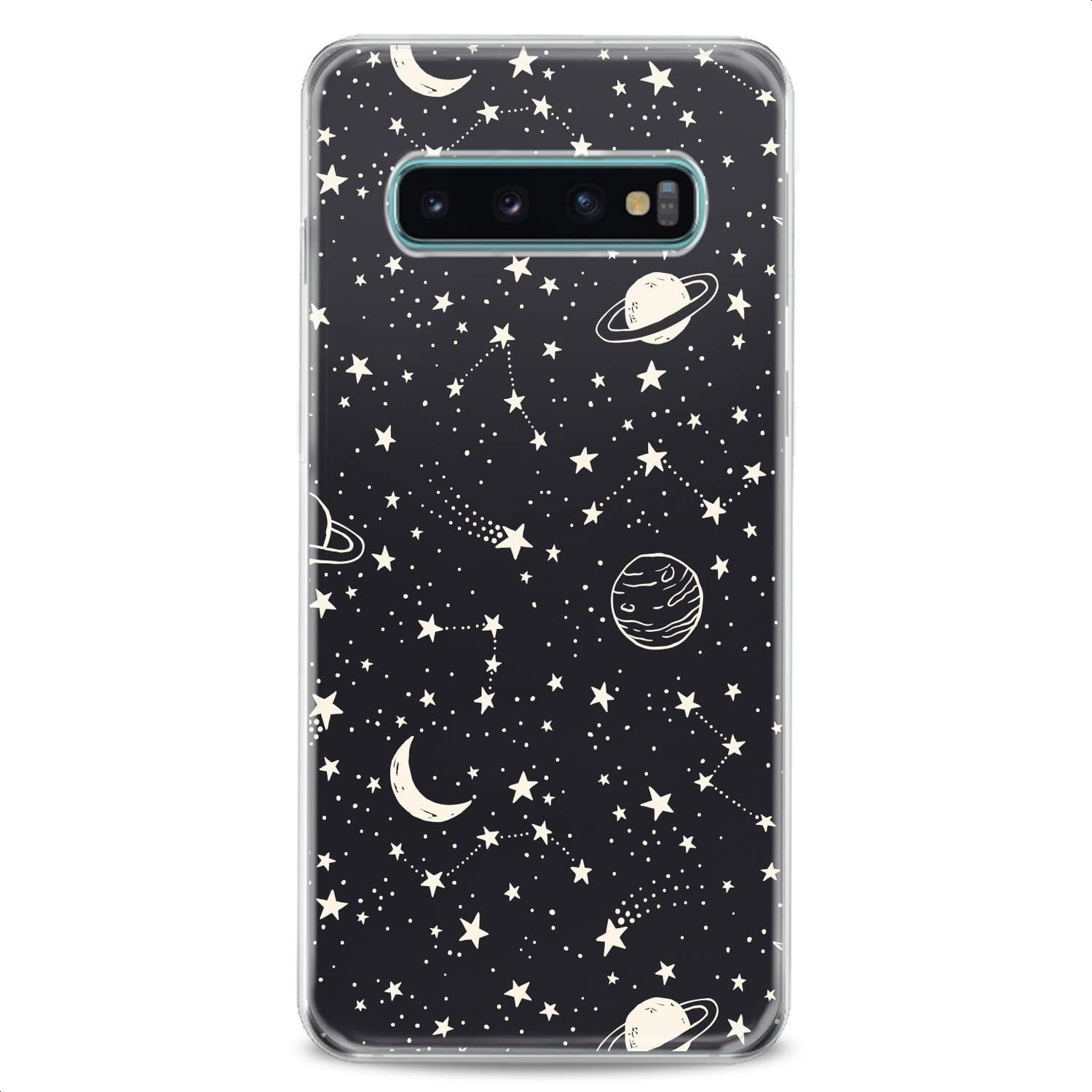 Funda compatible con Samsung S24 S23 S22 Plus S21 FE Ultra S20+ S10 Note 20 S10e S9 Art Pattern Stars Galaxy Art Design Print Planets Clear
