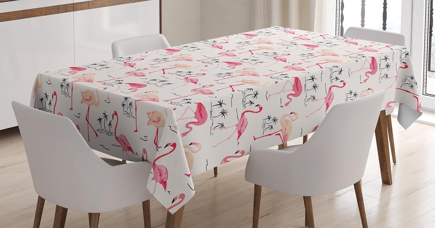 Ambesonne Mantel de flamencos con diseño de flamencos en estilo vintage, diseño de amor y animales románticos, estampado de ilustraciones de
