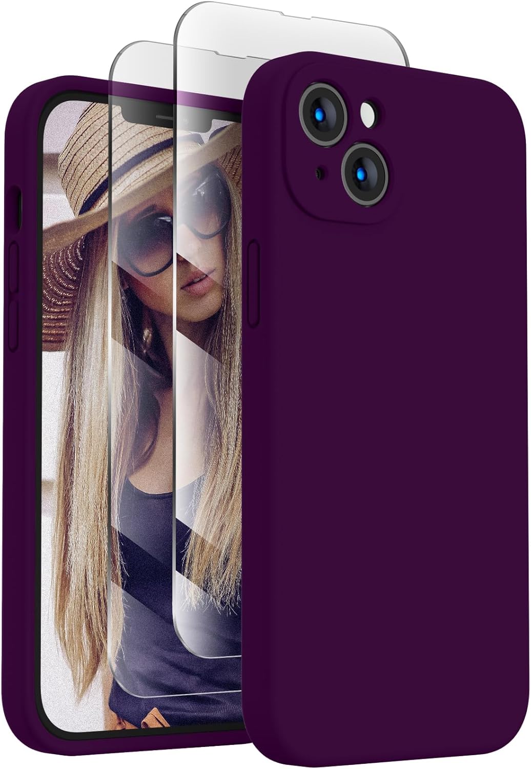 FireNova Funda diseñada para iPhone 13, funda de silicona mejorada protección de cámara con 2 protectores de pantalla, forro interior de microfibra