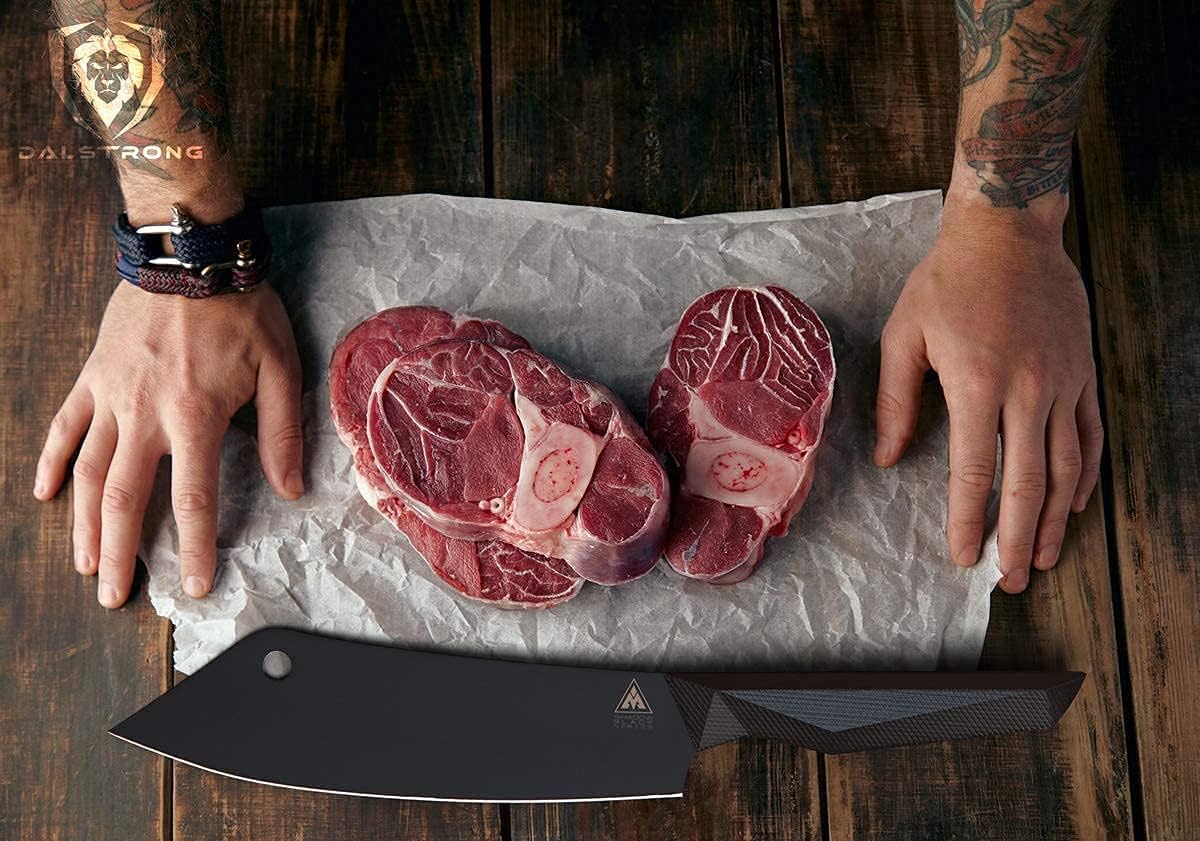 Dalstrong – Shadow Black Series – Cuchillo de acero HC alemán con revestimiento de nitruro de titanio negro, Acero HC alemán con revestimiento de