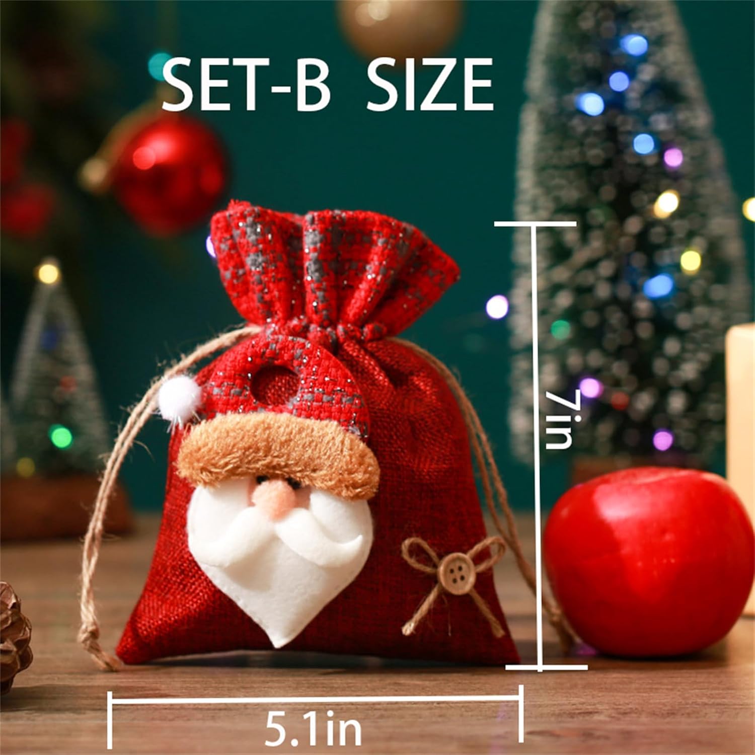 LONGLUAN Bolsas de regalo de Navidad, bolsas de Navidad con cordón de Papá Noel, bolsas de regalo de Navidad con cordón, cajas de Navidad para