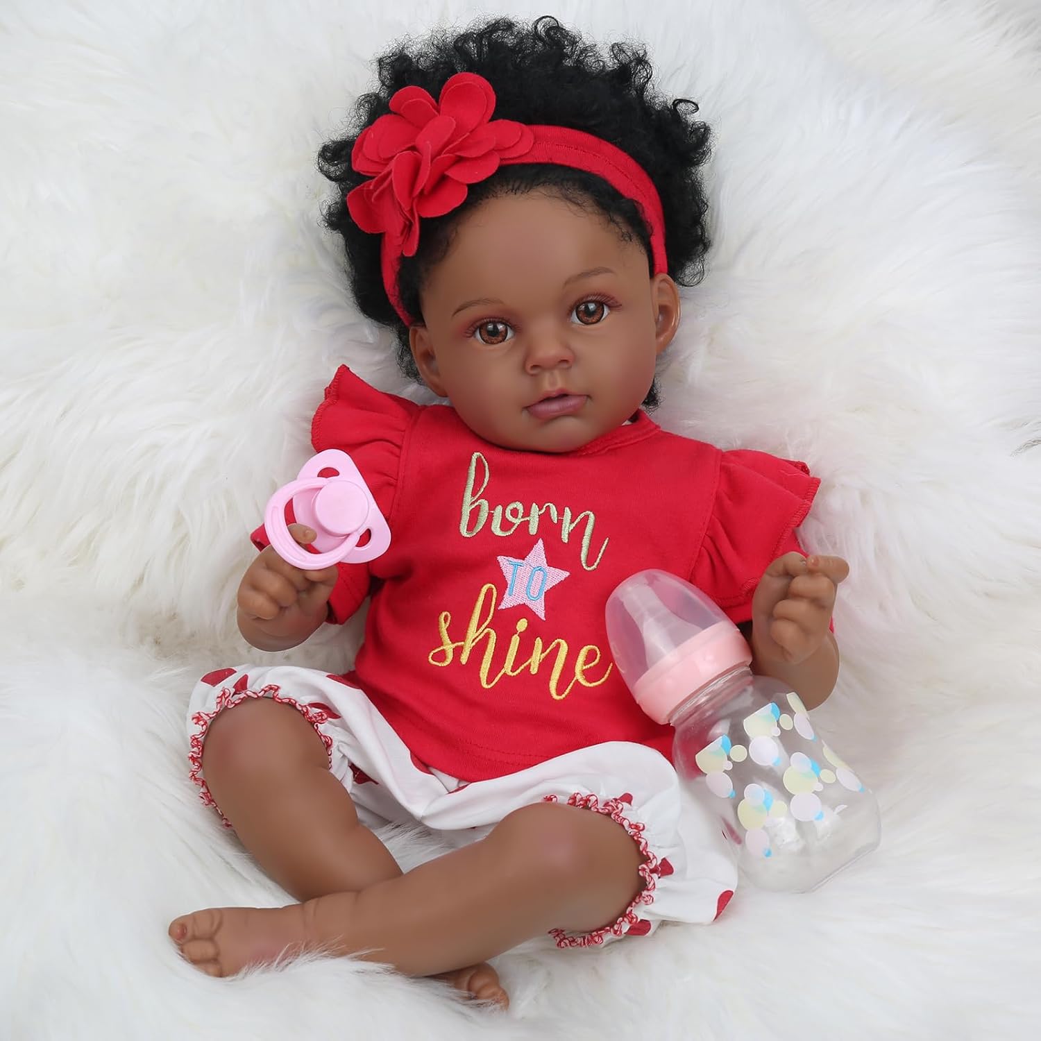 Muñeca realista de bebé recién nacida de 20 pulgadas que se ven reales, muñeca de bebé recién nacida afroamericana de vinilo con cuerpo suave, el