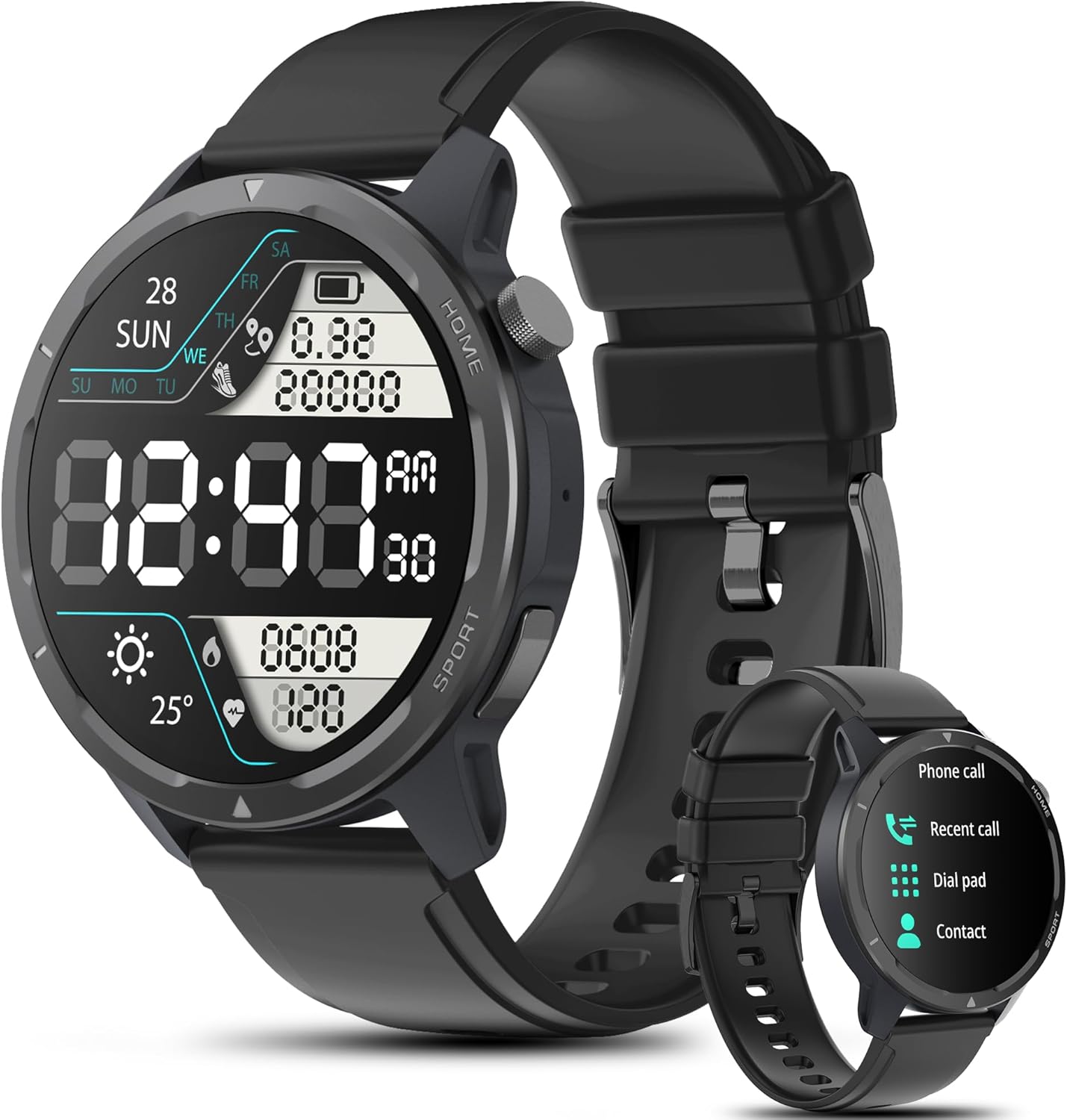 Wwzzey Reloj inteligente para hombres y mujeres (contestar llamadas), IP68 resistente al agua con podómetro, notificación de mensajes, reproductor