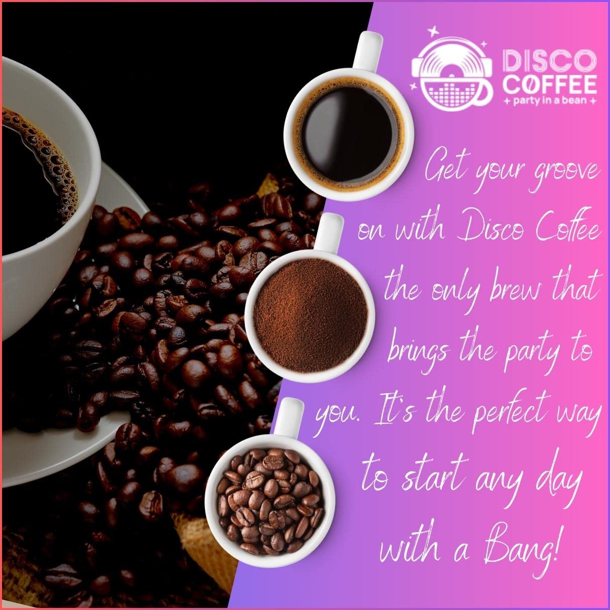 Disco Coffee Mezcla de café orgánico Gypsy Queen de tostado medio, café de calidad premium, Sumatra, Yirgacheffe etíope, Colombia (“cafetera casera”