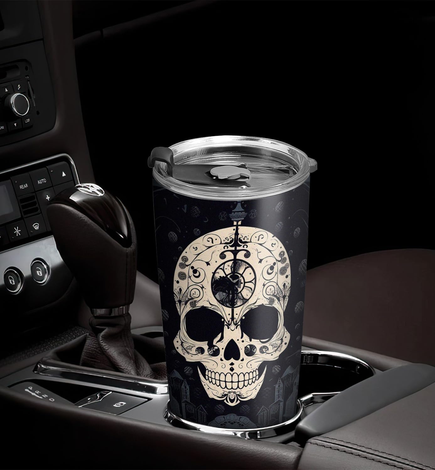Vaso de Halloween de 20 onzas  Vaso de calavera  Vaso de calavera de calabaza de Halloween, taza de viaje aislada con tapa, termo de café para