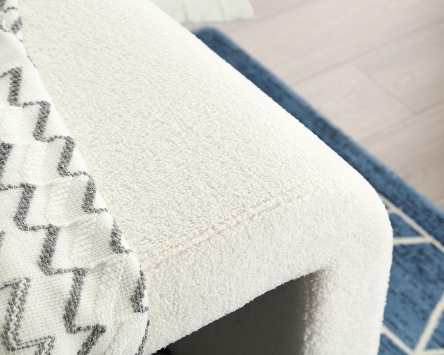 VESCASA Banco Sherpa de 49.5 pulgadas de ancho para pasillo, banco otomano tapizado para el extremo de la cama, para entrada, dormitorio, blanco, 1