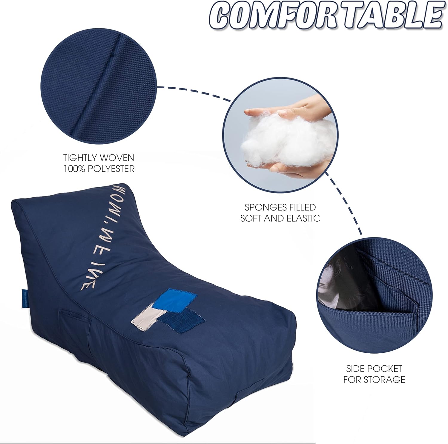 Puf  Silla de suelo, sofá de espuma viscoelástica con tela Oxford a prueba de suciedad y bolsillo lateral para niños de 2 años en adelante, mamá