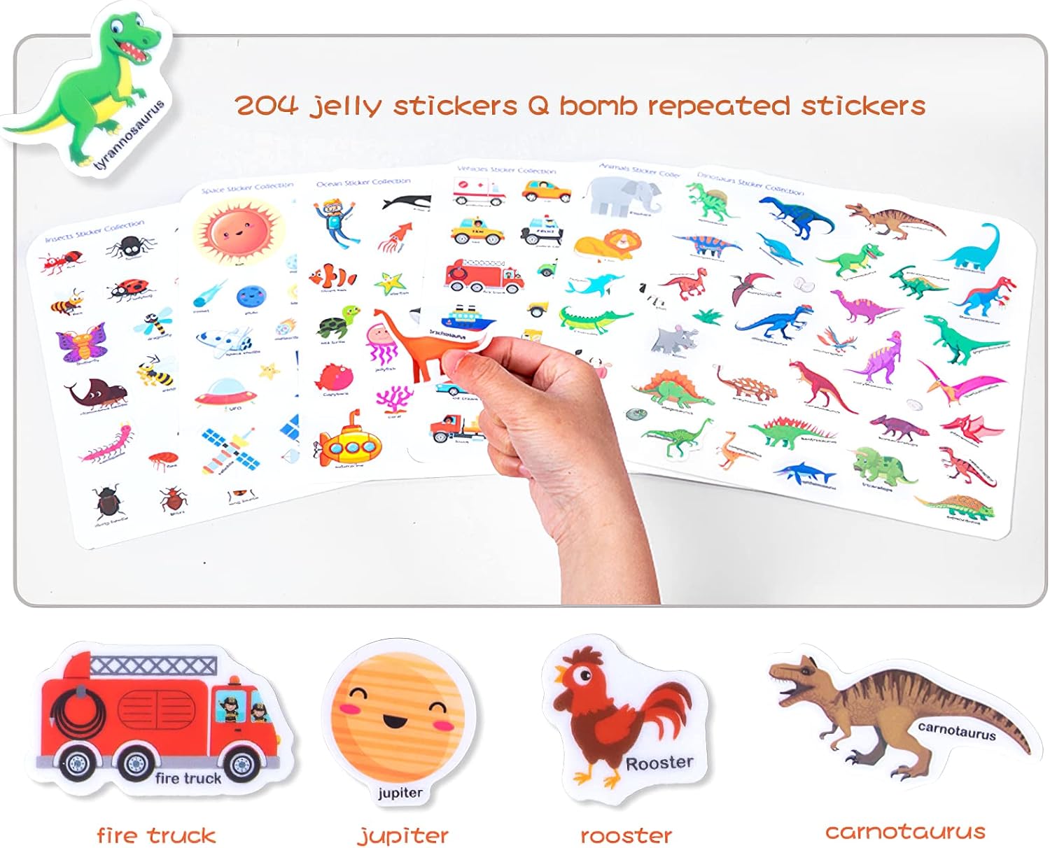 Portable Jelly Sticker Quiet Book for Kids, Reusable Sticker Book for Toddlers, Preschool Learning Activities, Animal Travel Toys (Animals)