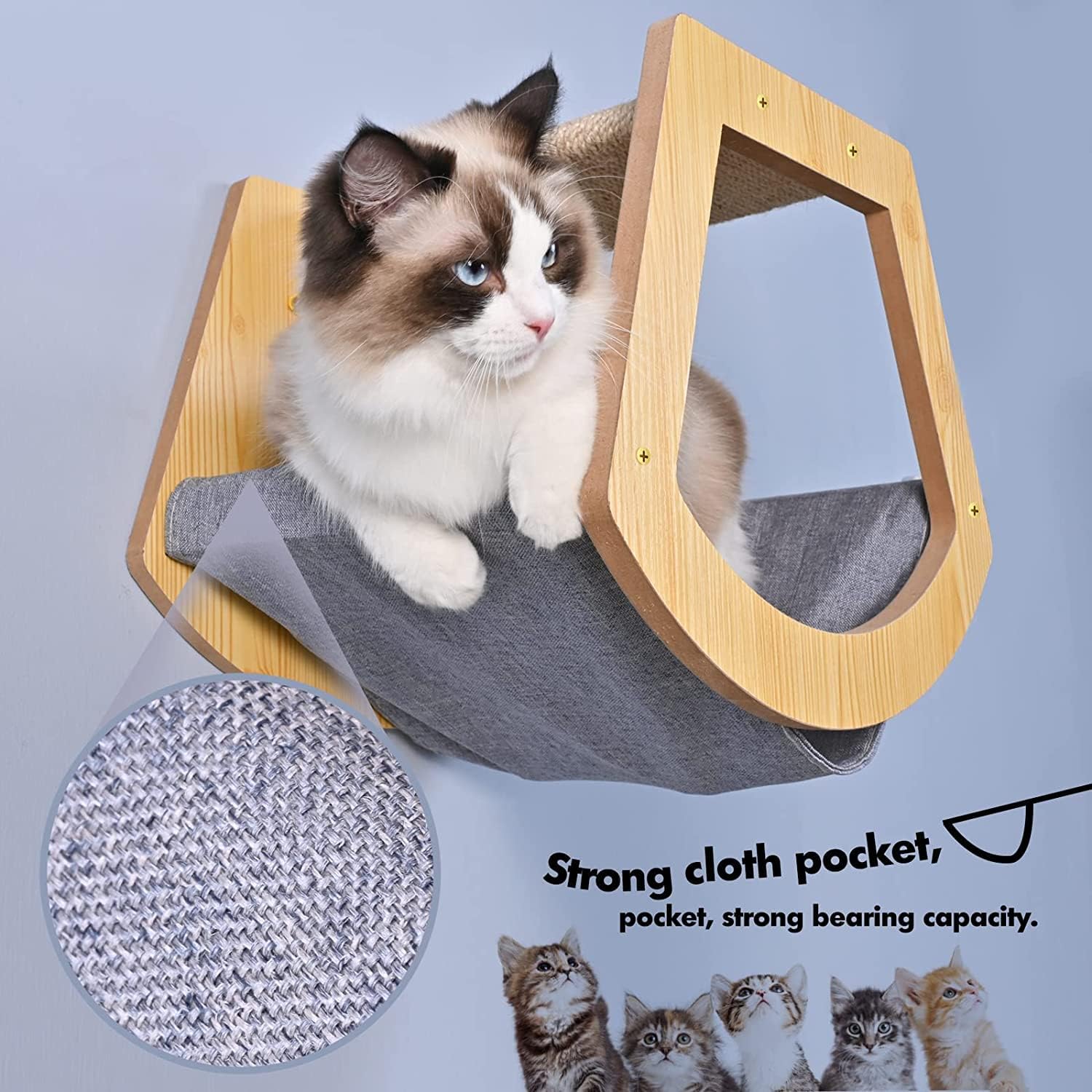 Cama para gatos montada en la pared, muebles de madera para gatos, casa de gato, perca para gatos, árbol de gato, estantes para gatos (ventilador)