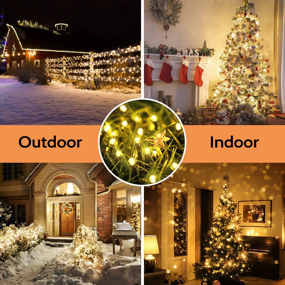 Toodour Luces de Navidad para exteriores, 213 pies, 600 luces LED de Navidad, 8 modos, temporizador, luces parpadeantes de Navidad impermeables para