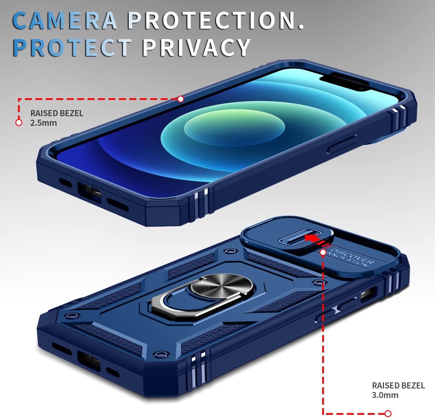PASNEW Funda para iPhone 14 Plus, soporte de 360 y cubierta deslizante de cámara, resistente militar, cuerpo completo, a prueba de golpes, carcasa