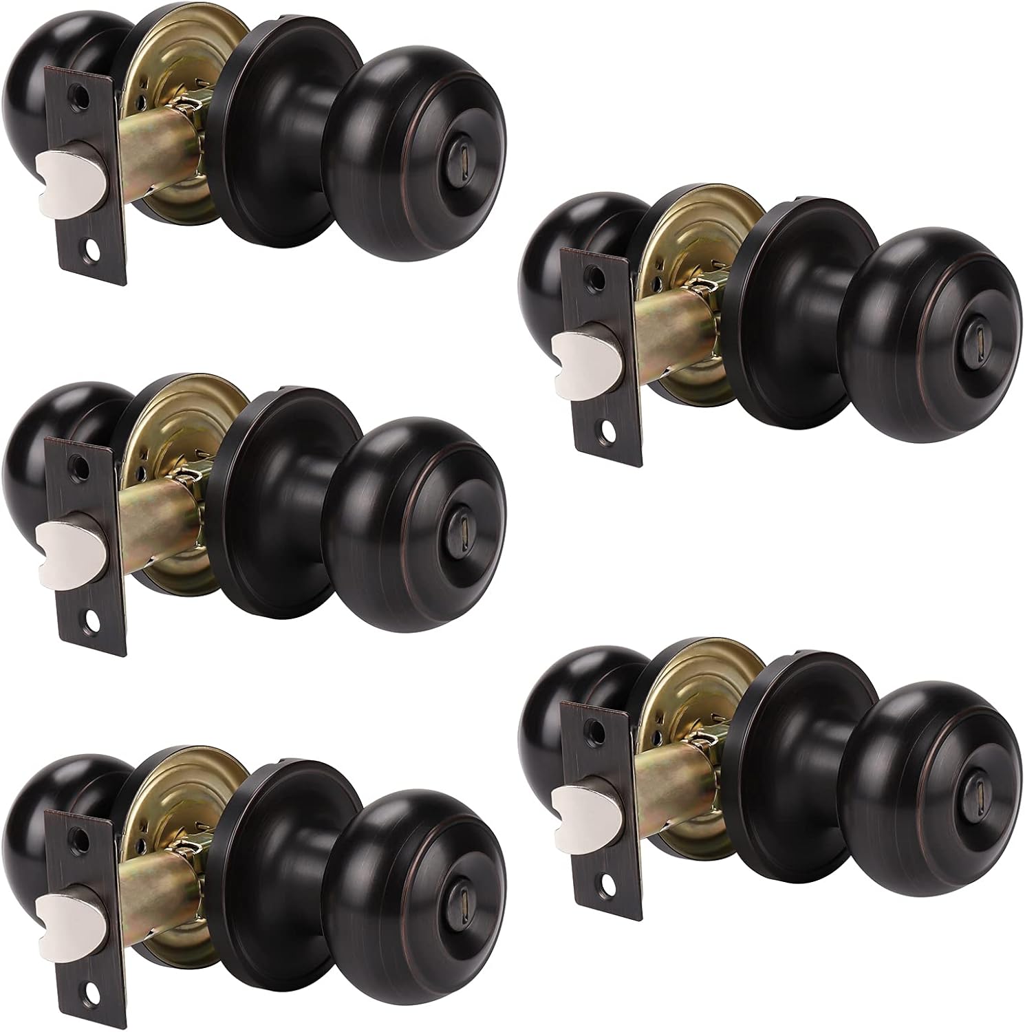 Probrico 609-ORB-BK – Perilla para puerta de baño, interior, sin llave, color bronce aceitado.