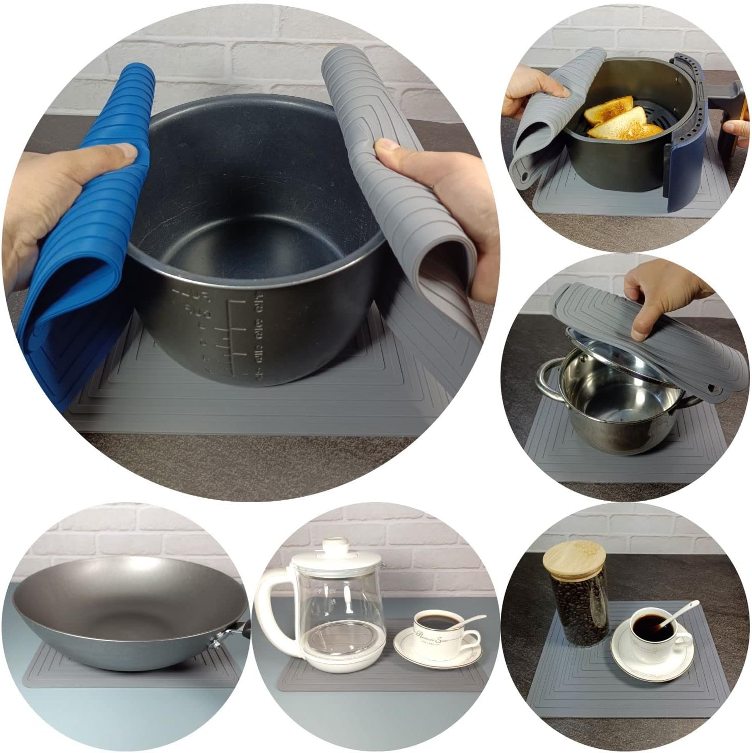 SUNMVEHOT Juego de salvamanteles de silicona para cocina, salvamanteles de silicona para platos calientes, salvamanteles para ollas y sartenes