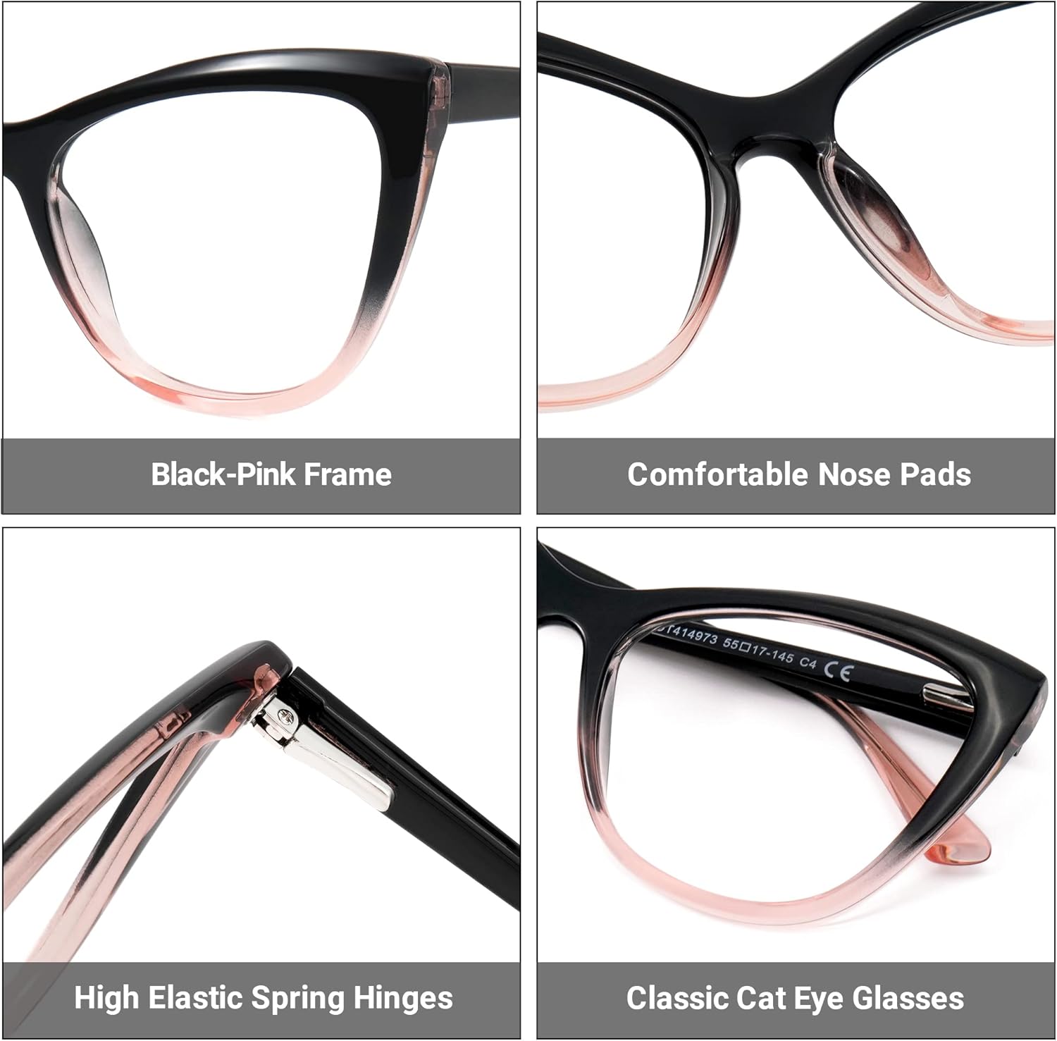 Zeelool Elegantes TR90 – Gafas de gran tamaño con bloqueo de luz azul ojo de gato para computadora y juegos para mujer, Shelby OT414973