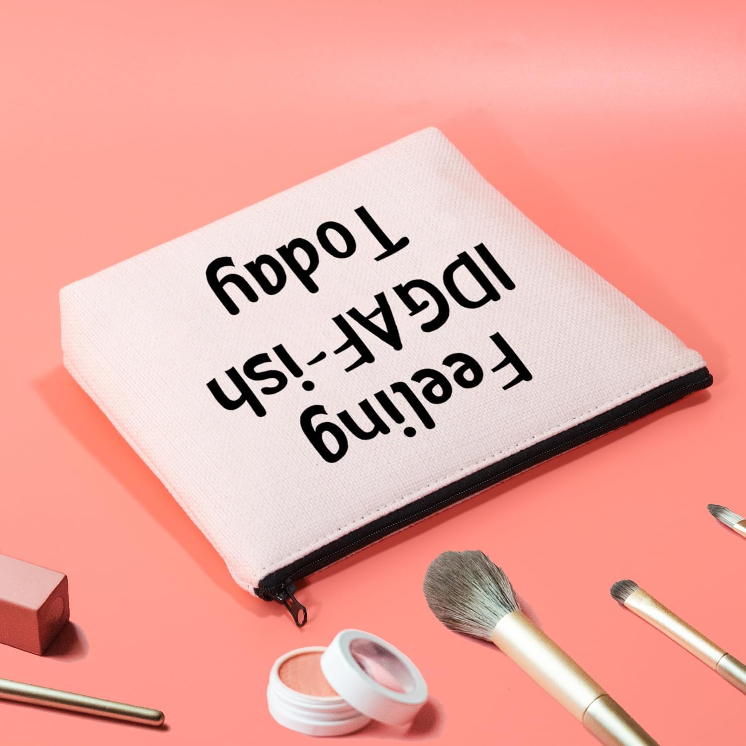 JXGZSO Feeling IDGAF-Ish Today – Bolsa de cosméticos sarcástica para maquillaje, bolsa de aseo divertida, regalo humorístico, Sentirse IDGAF-ish hoy